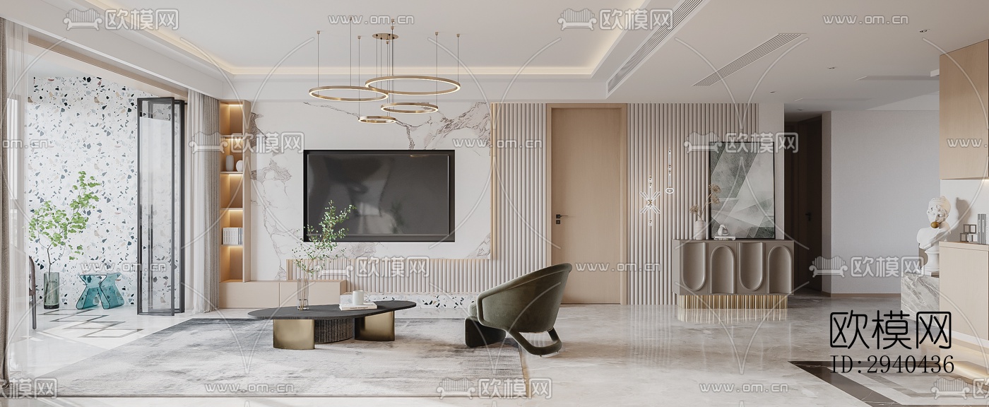 现代平层效果图下载（渲染图8）