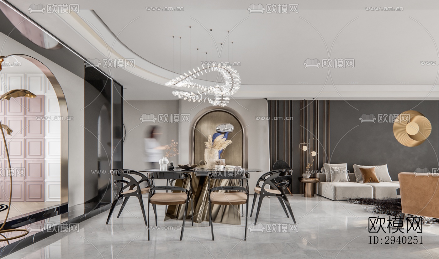 法式平层效果图下载（渲染图17）