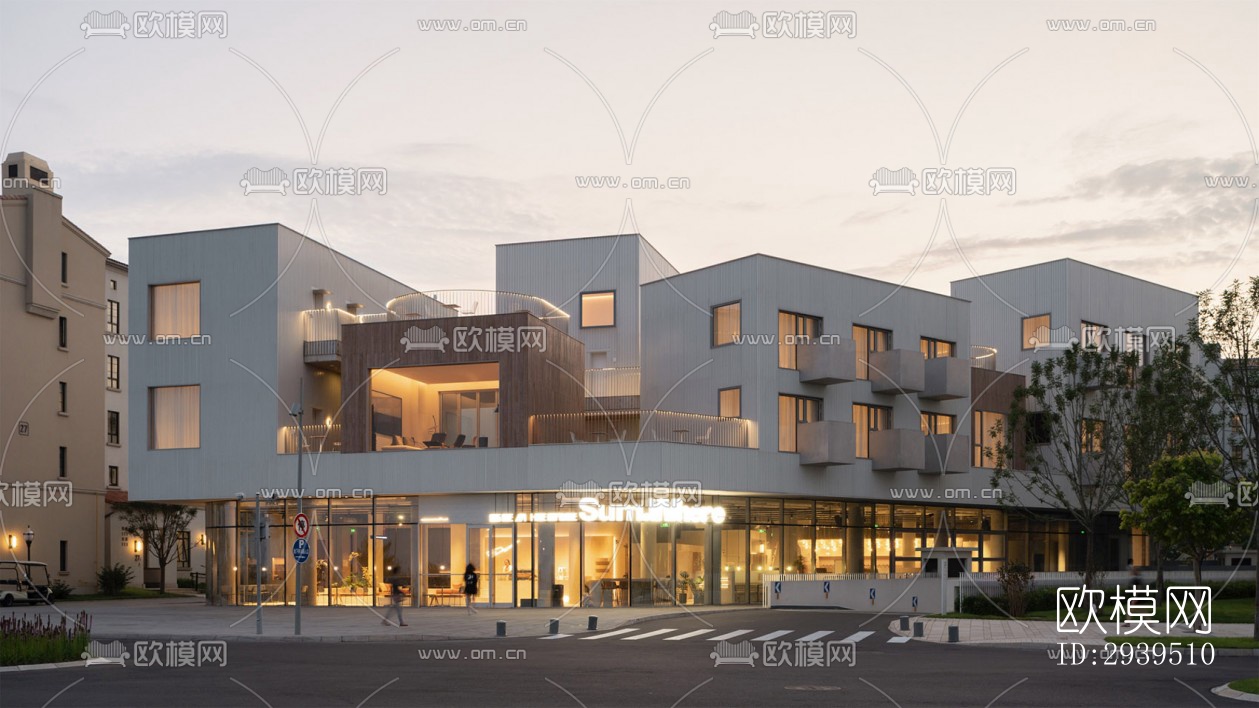 现代酒店民宿效果图下载（渲染图15）