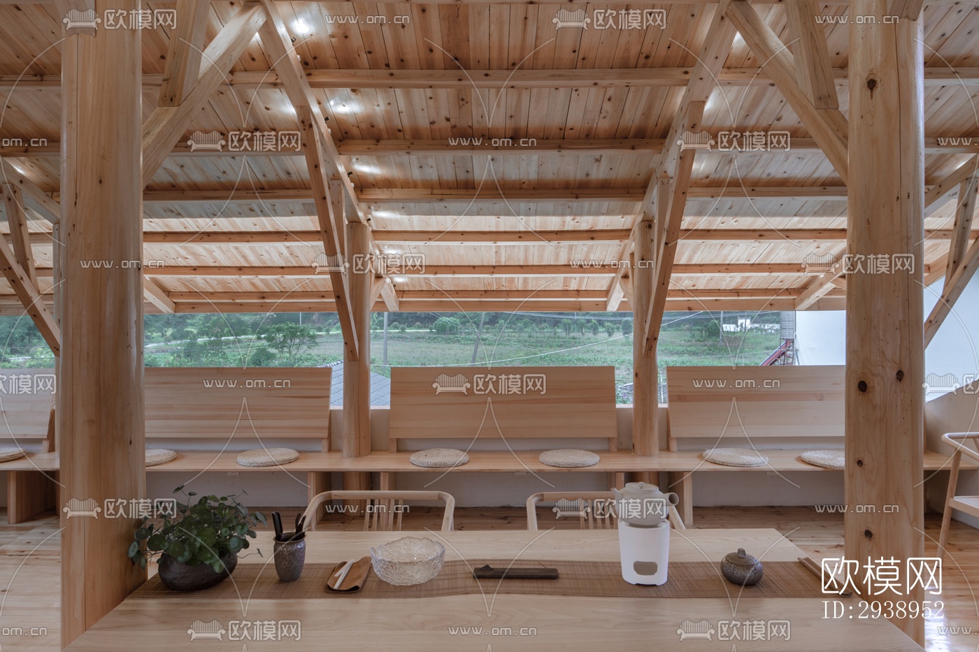 中式酒店民宿效果图下载（渲染图1）