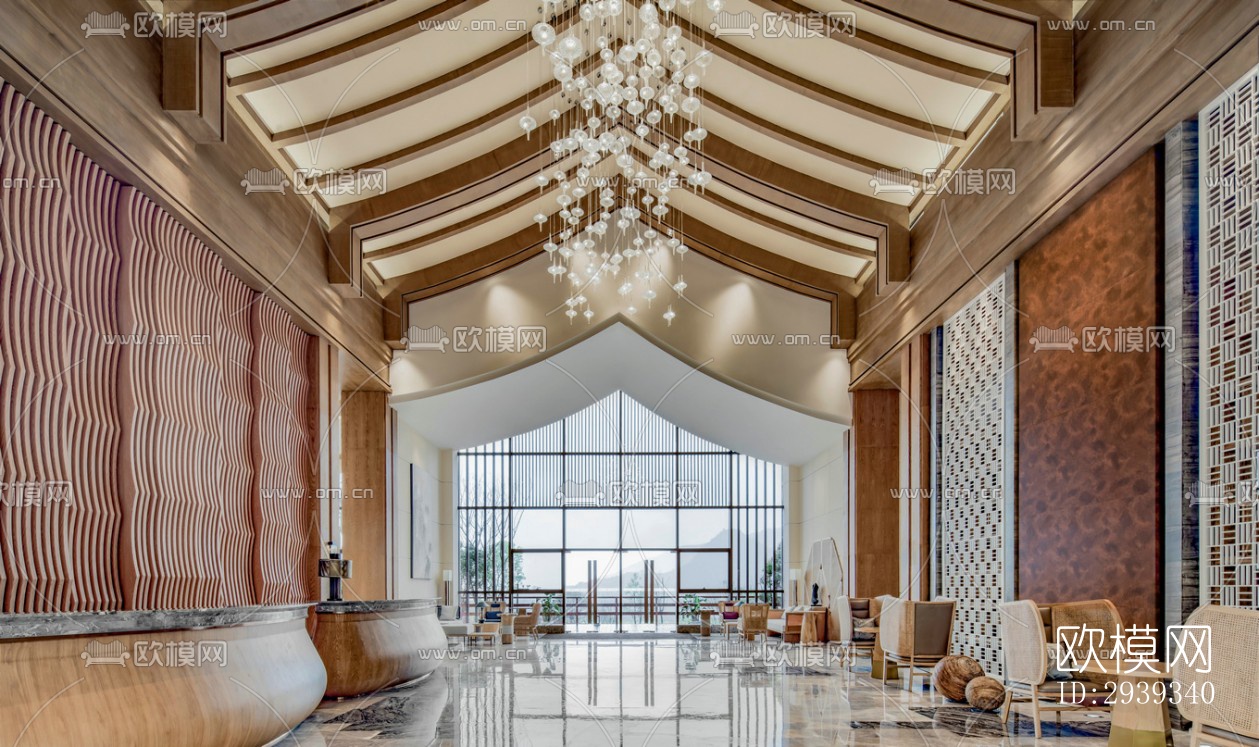 新中式酒店民宿效果图下载（渲染图3）