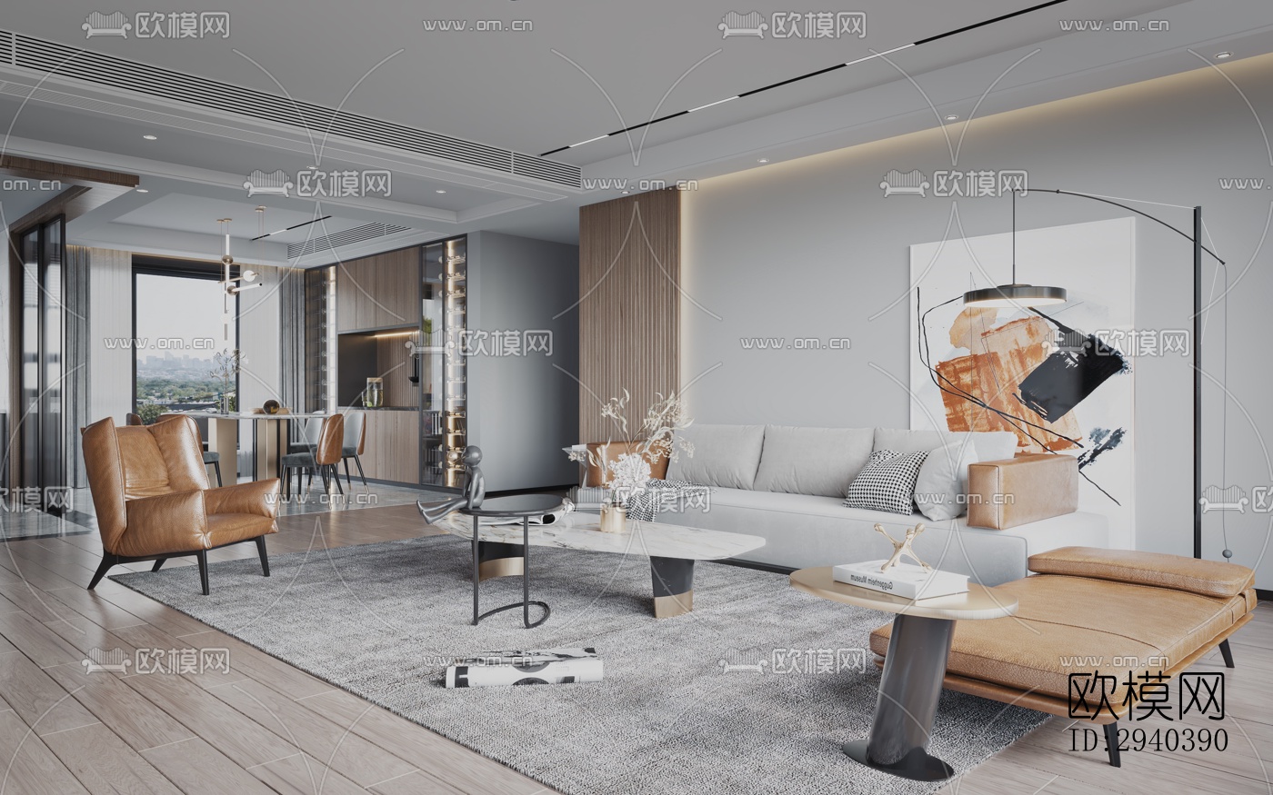 现代平层效果图下载（渲染图1）