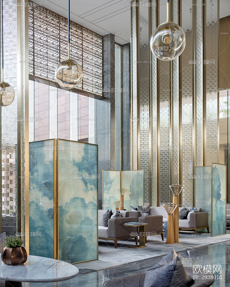 新中式售楼处效果图下载（渲染图4）