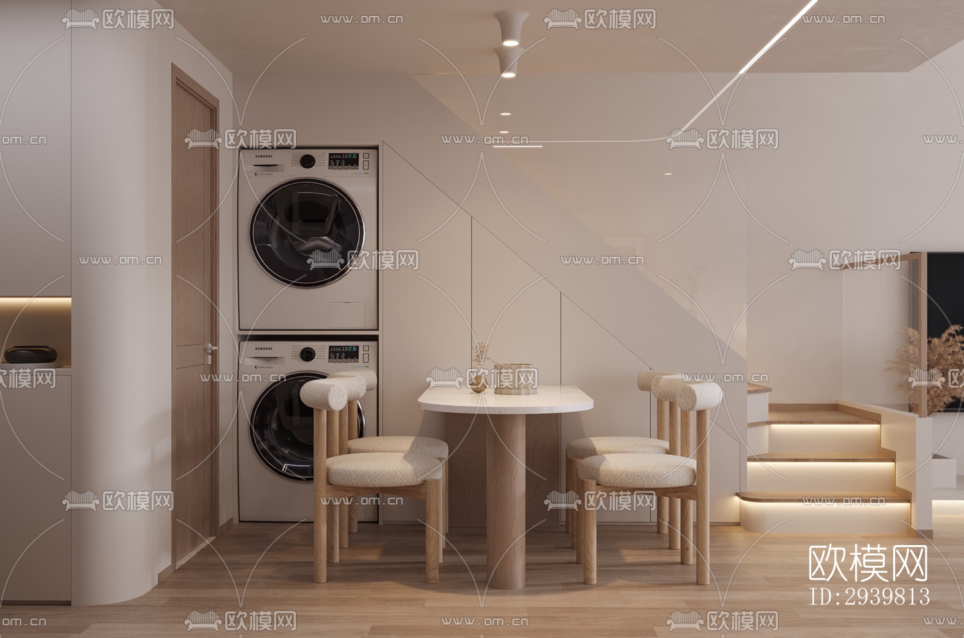 奶油风公寓效果图下载（渲染图8）