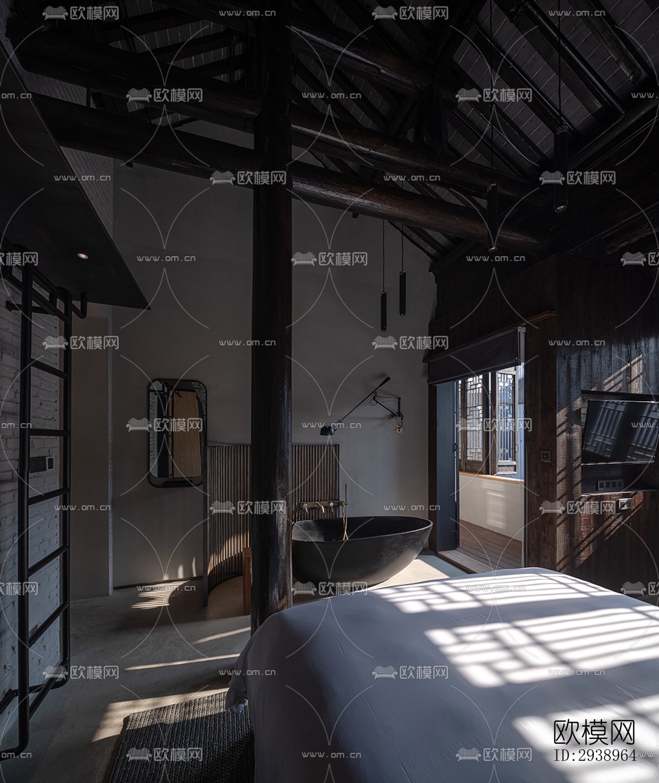 中式酒店民宿效果图下载（渲染图6）