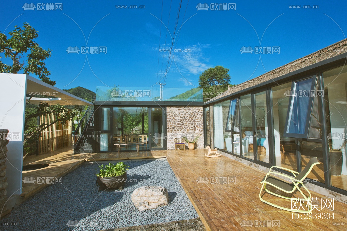 新中式酒店民宿效果图下载（渲染图8）