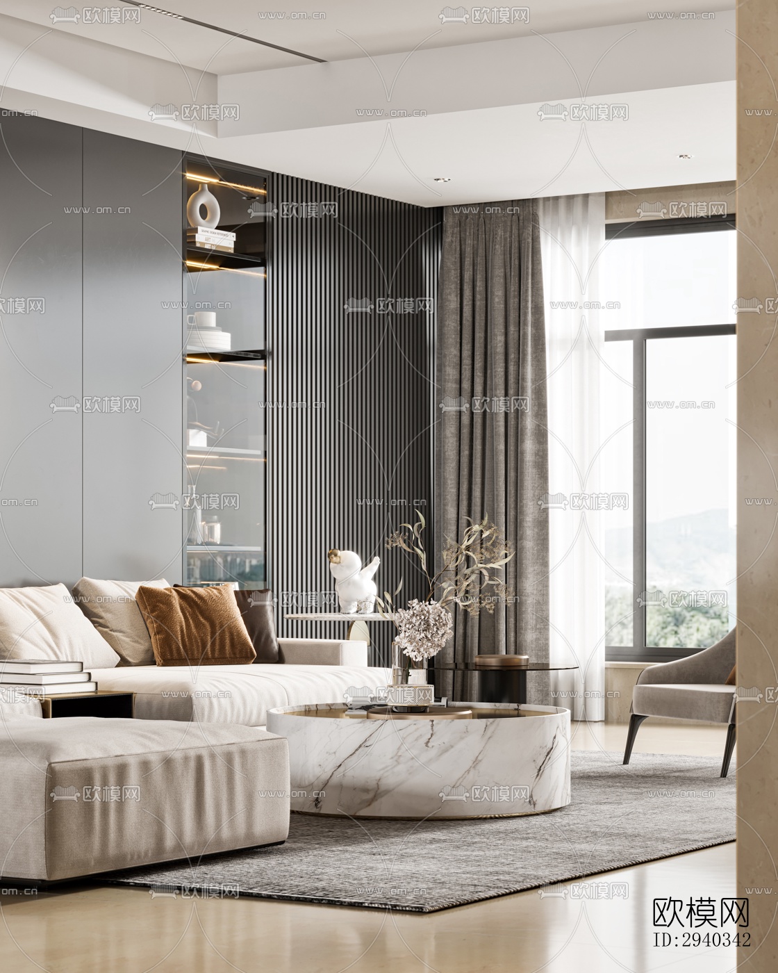 现代平层效果图下载（渲染图11）