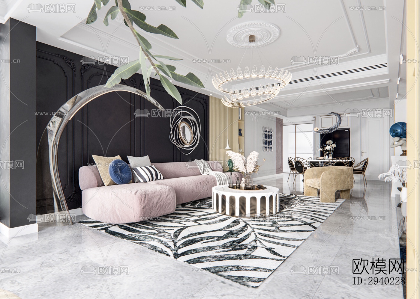 法式平层效果图下载（渲染图8）