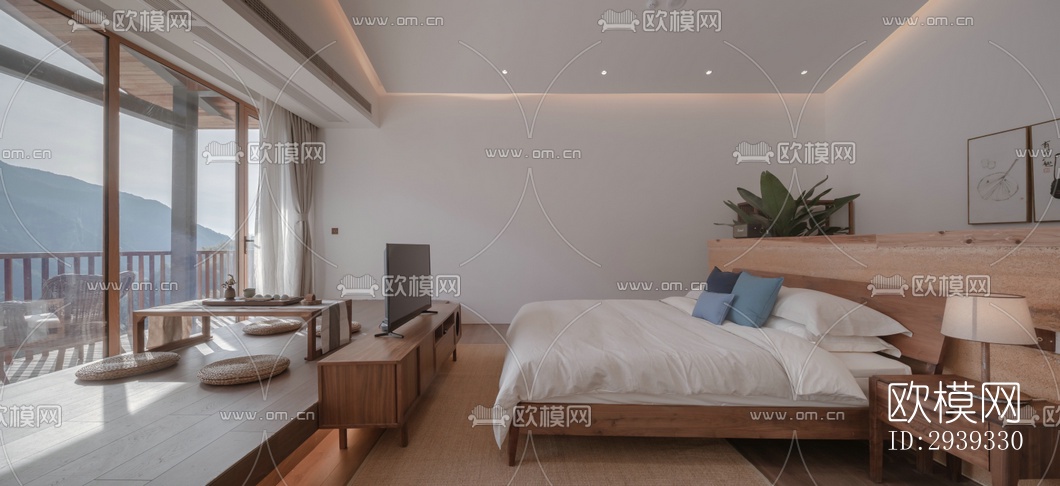 新中式酒店民宿效果图下载（渲染图3）