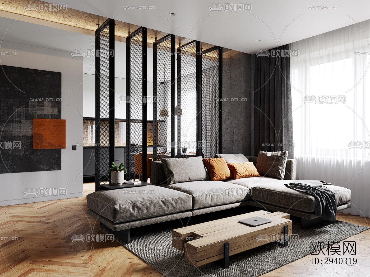 现代平层效果图下载（渲染图6）