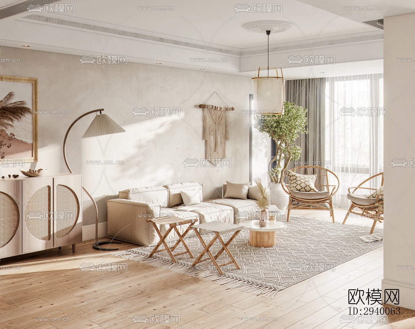 侘寂平层效果图下载（渲染图2）