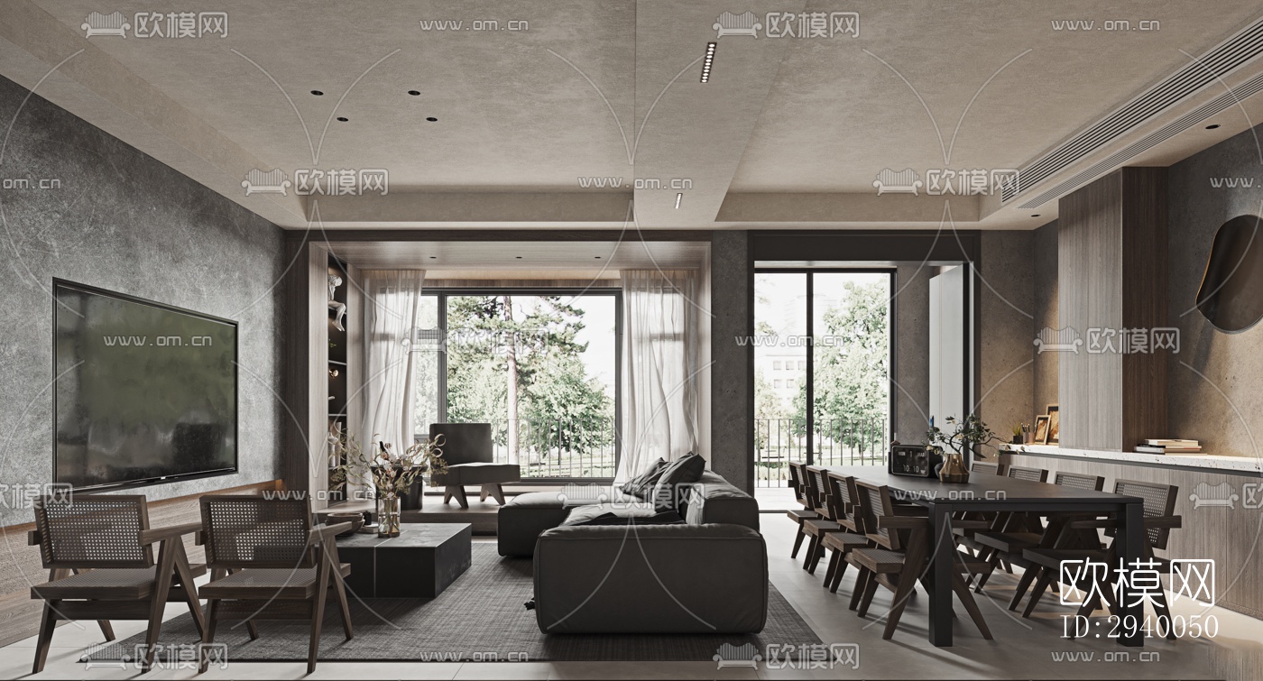 侘寂平层效果图下载（渲染图1）