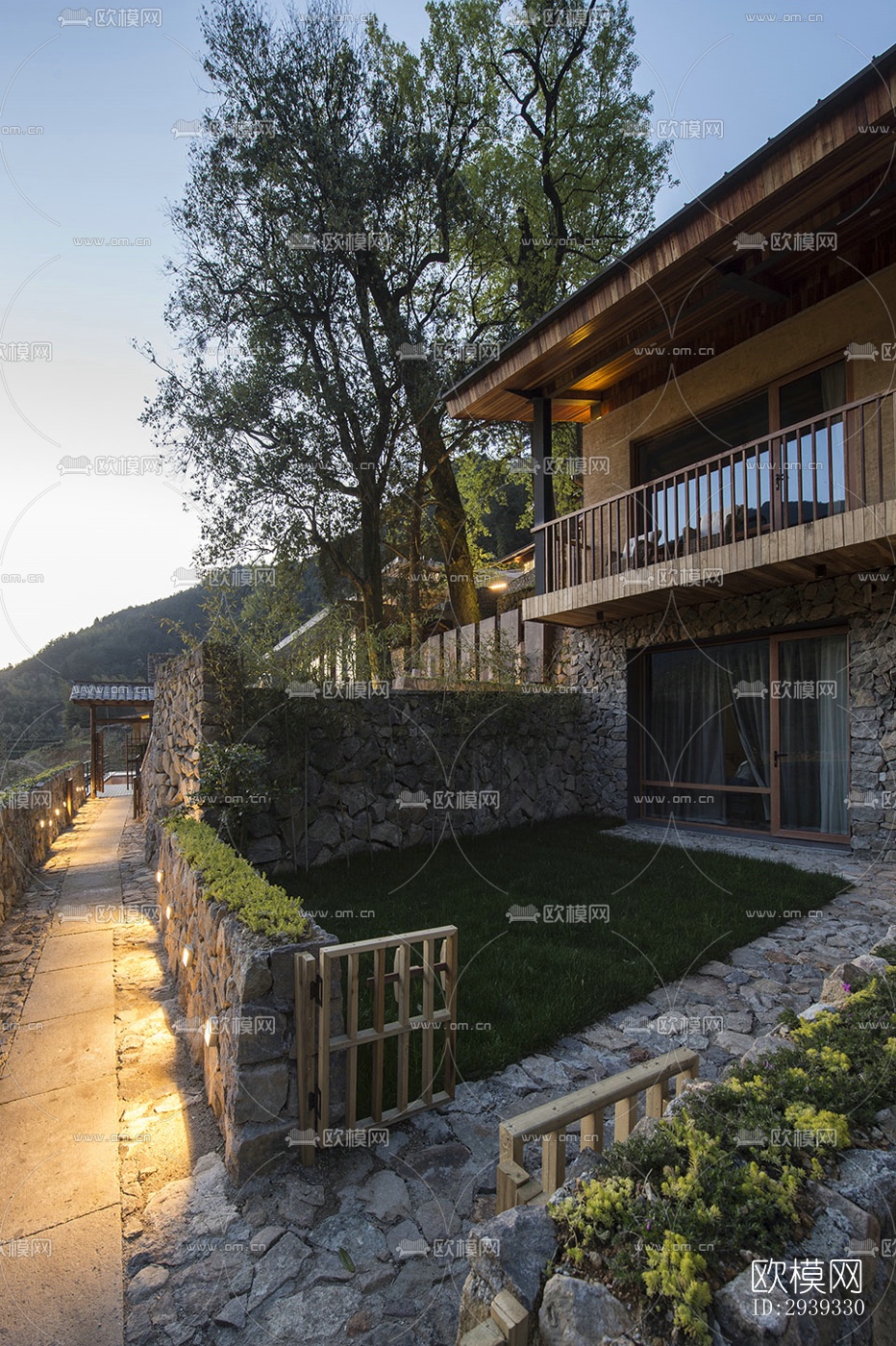 新中式酒店民宿效果图下载（渲染图1）