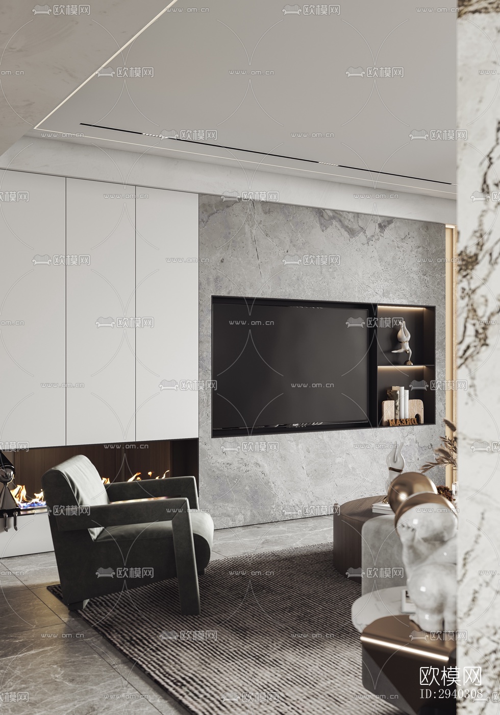 现代平层效果图下载（渲染图6）