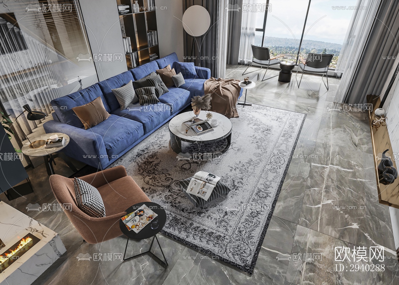 现代平层效果图下载（渲染图2）