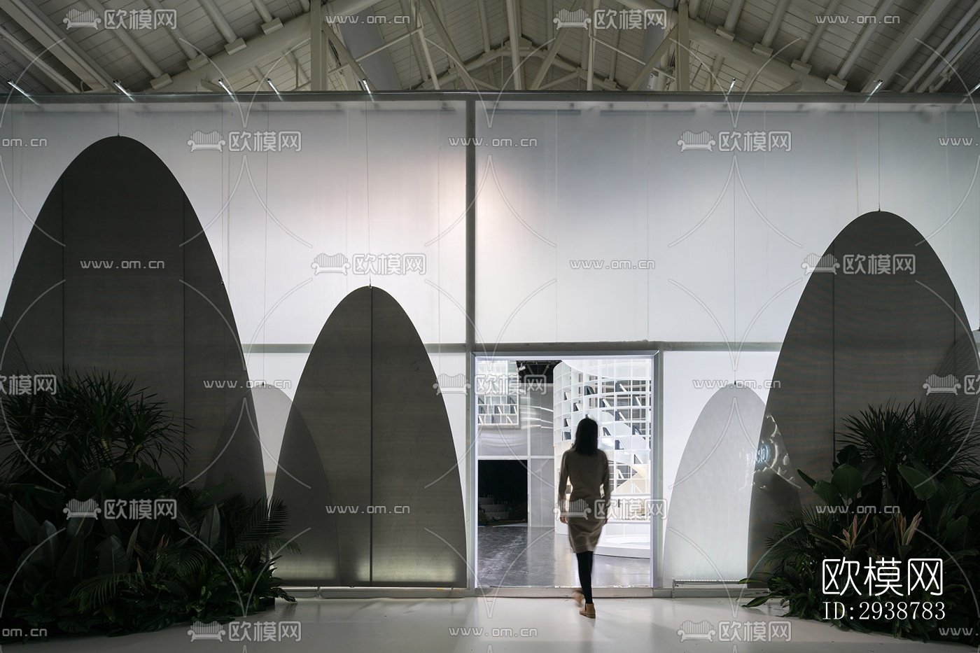 高级灰展览展厅效果图下载（渲染图10）