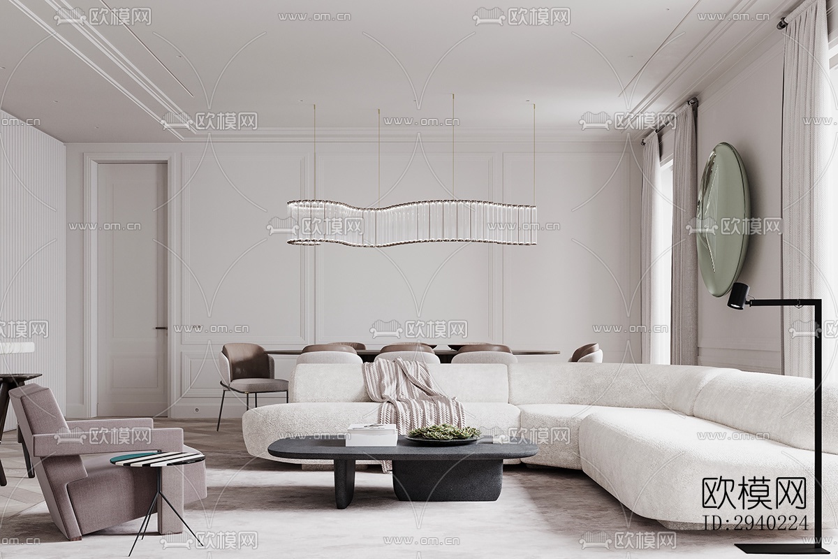 法式平层效果图下载（渲染图6）