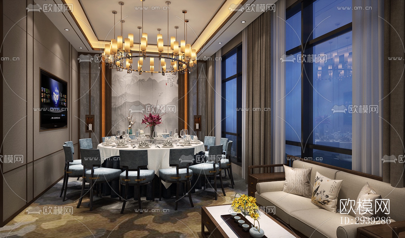 新中式酒店民宿效果图下载（渲染图20）