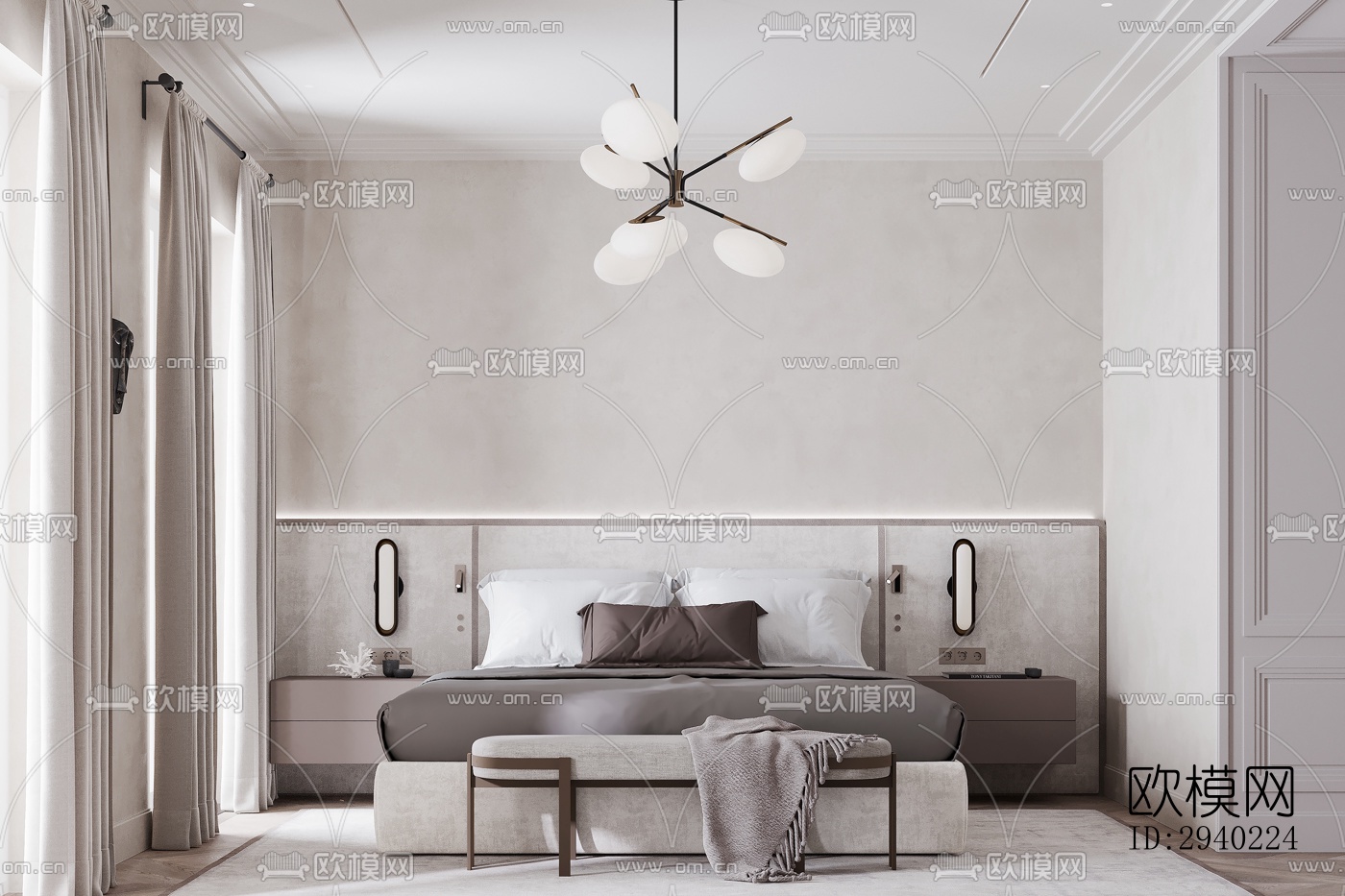 法式平层效果图下载（渲染图2）