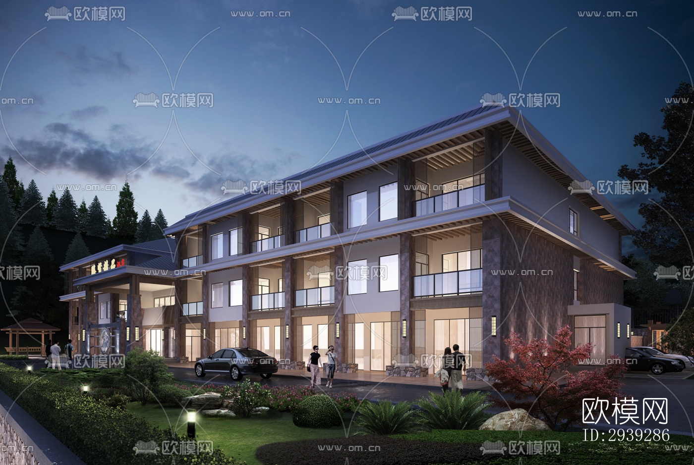 新中式酒店民宿效果图下载（渲染图8）