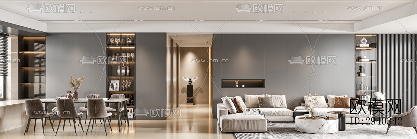 现代平层效果图下载（渲染图6）