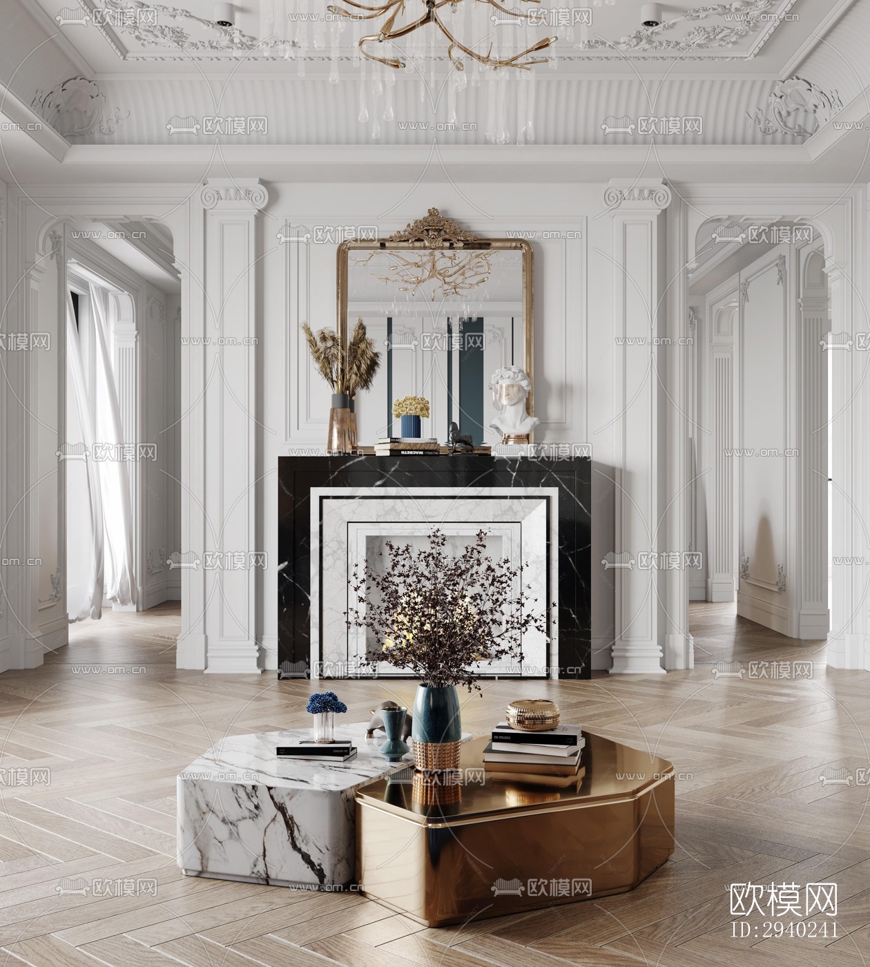 法式平层效果图下载（渲染图3）