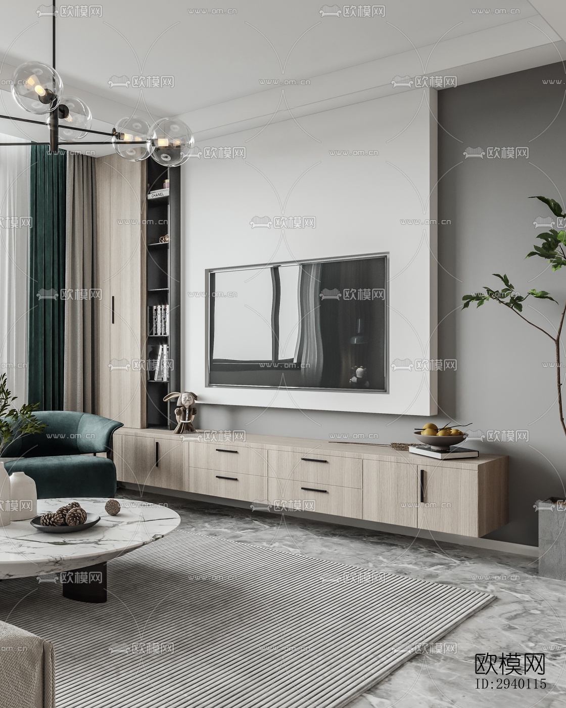 北欧平层效果图下载（渲染图2）