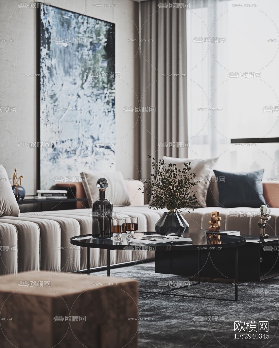 现代平层效果图下载（渲染图2）