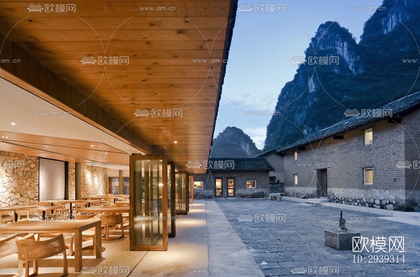 新中式酒店民宿效果图下载（渲染图17）