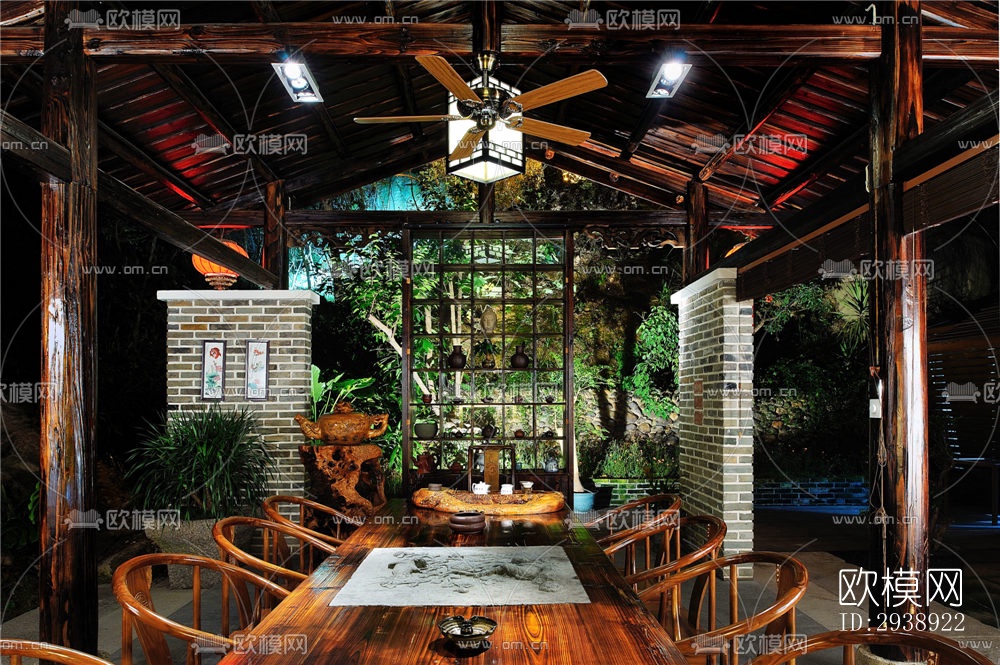 中式酒店民宿效果图下载（渲染图11）