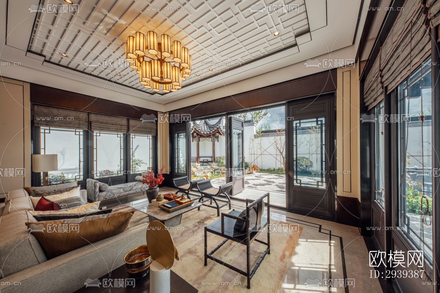 新中式酒店民宿效果图下载（渲染图19）