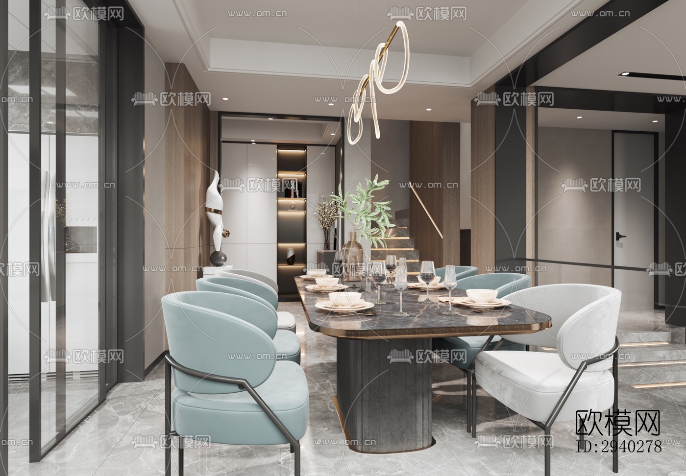 现代平层效果图下载（渲染图9）