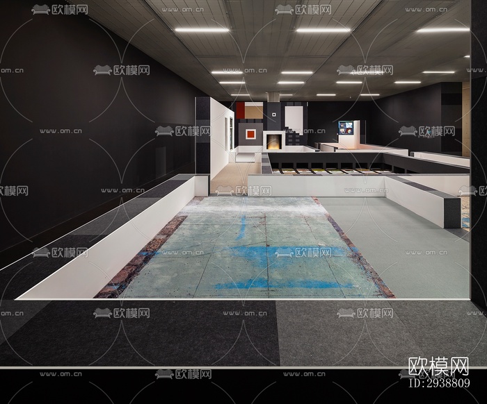 高级灰展览展厅效果图下载(渲染图12)