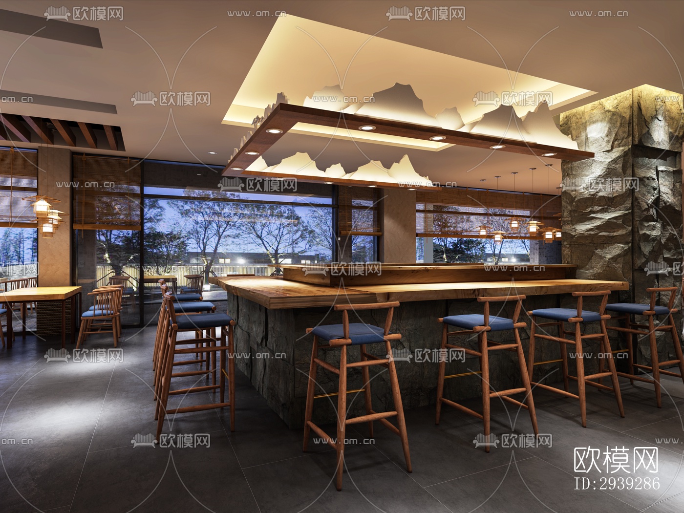 新中式酒店民宿效果图下载（渲染图18）