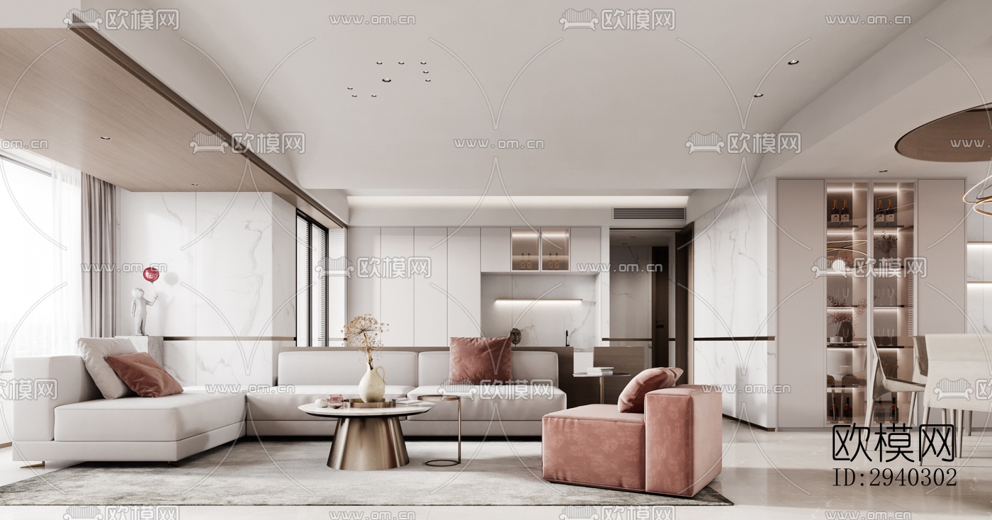 现代平层效果图下载（渲染图1）