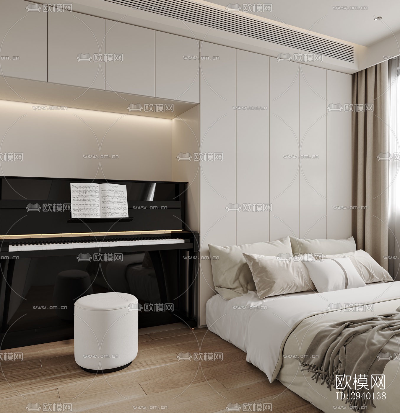 奶油风平层效果图下载（渲染图7）