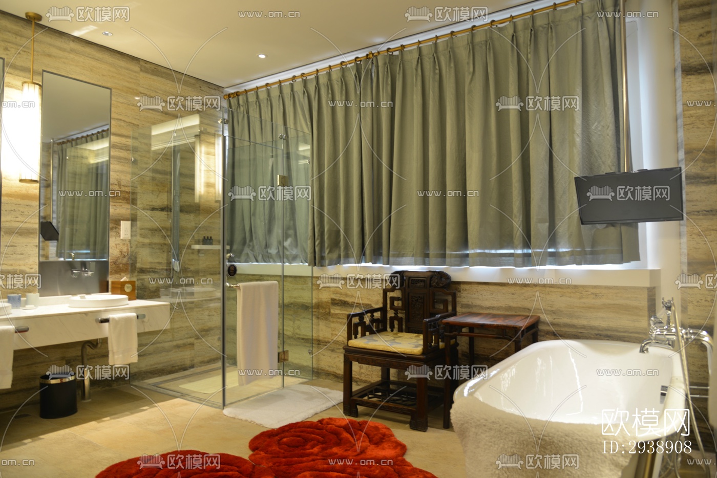 中式酒店民宿效果图下载（渲染图10）