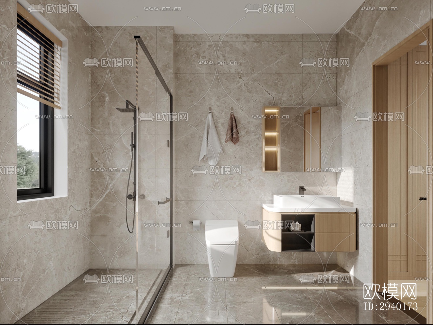 新中式平层效果图下载（渲染图13）