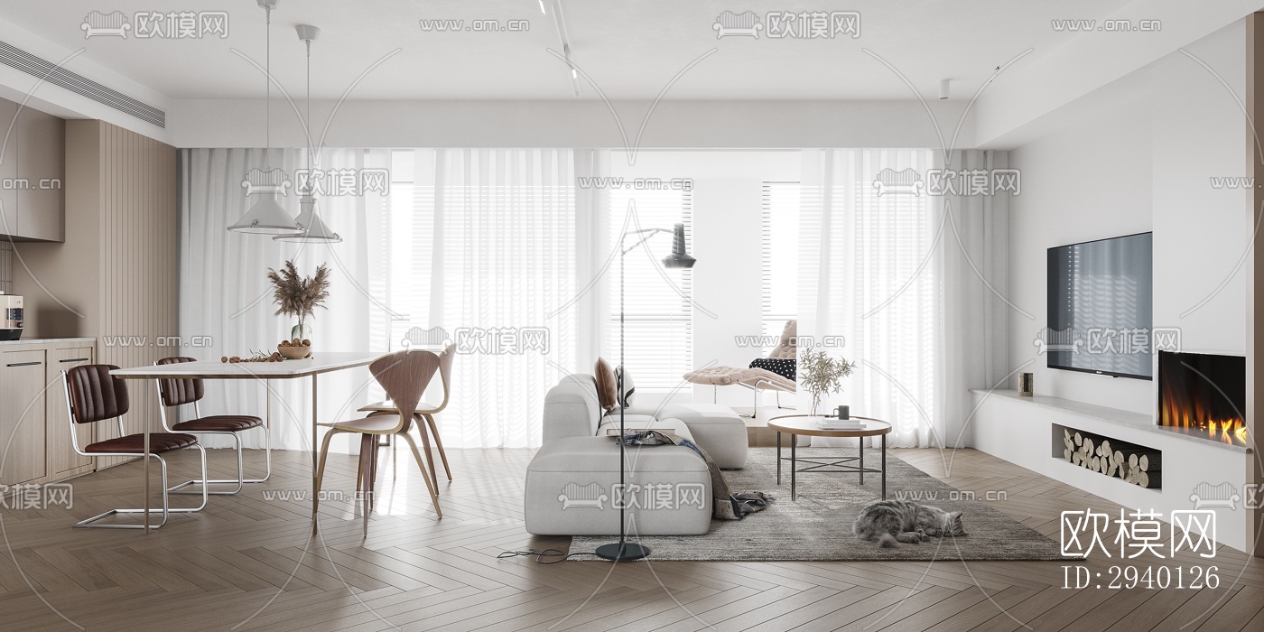 北欧平层效果图下载（渲染图5）