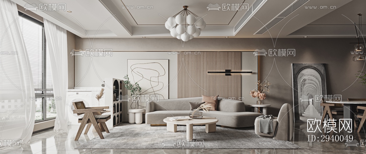 侘寂平层效果图下载（渲染图8）