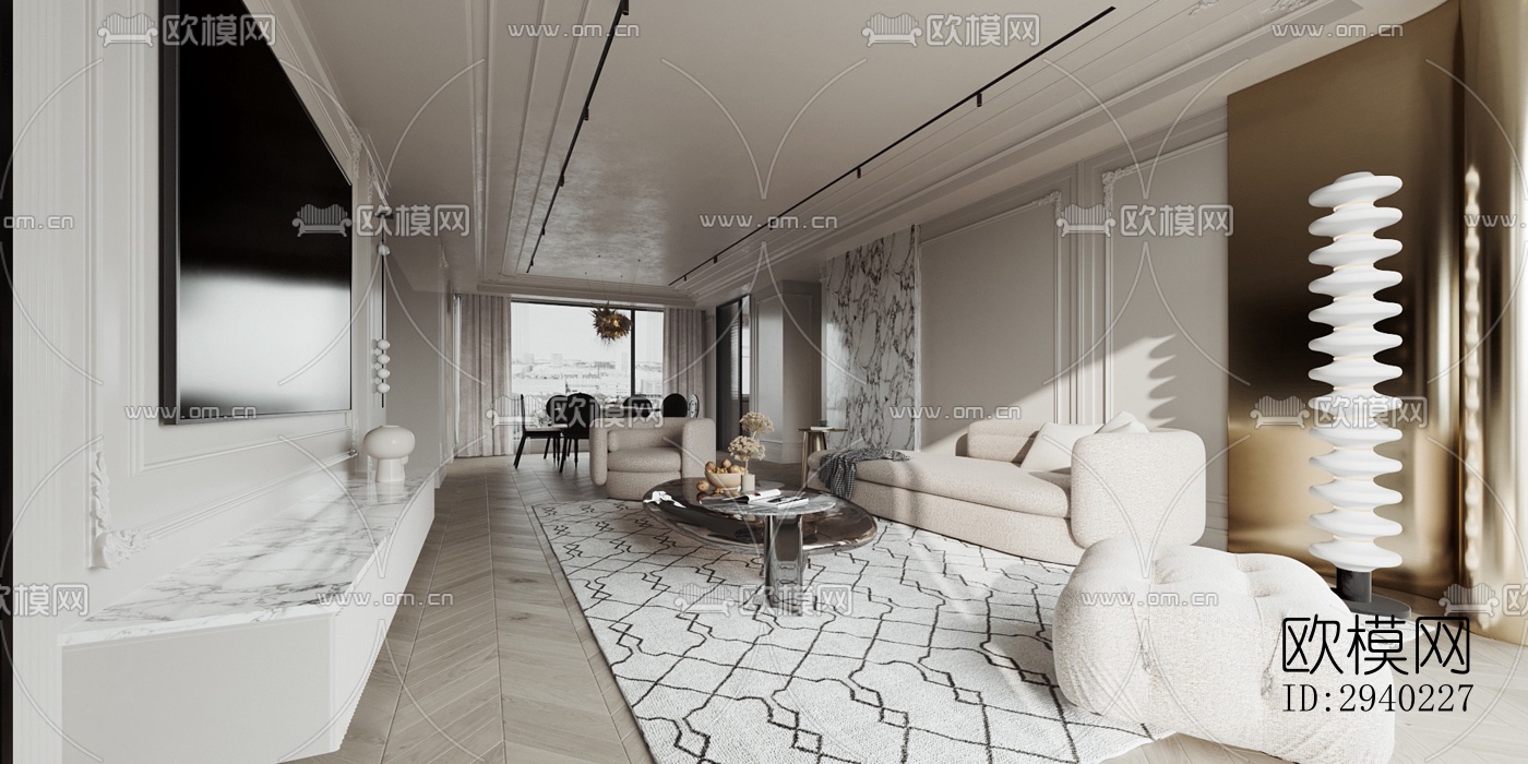 法式平层效果图下载（渲染图3）