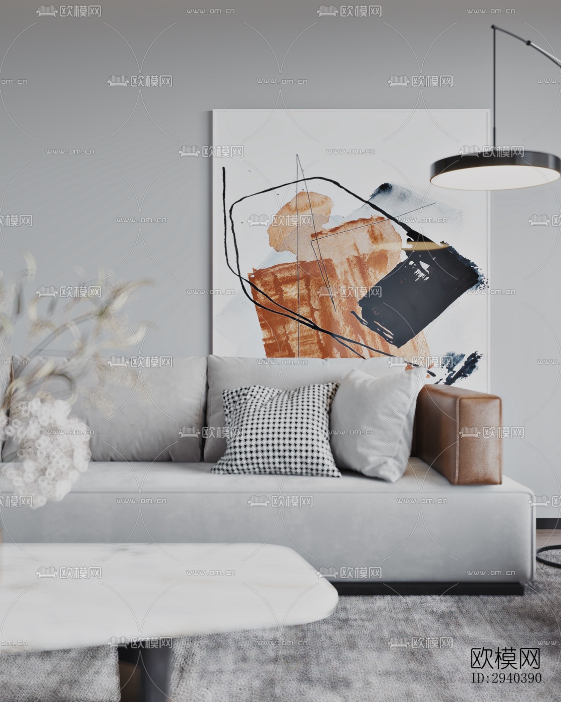 现代平层效果图下载（渲染图3）