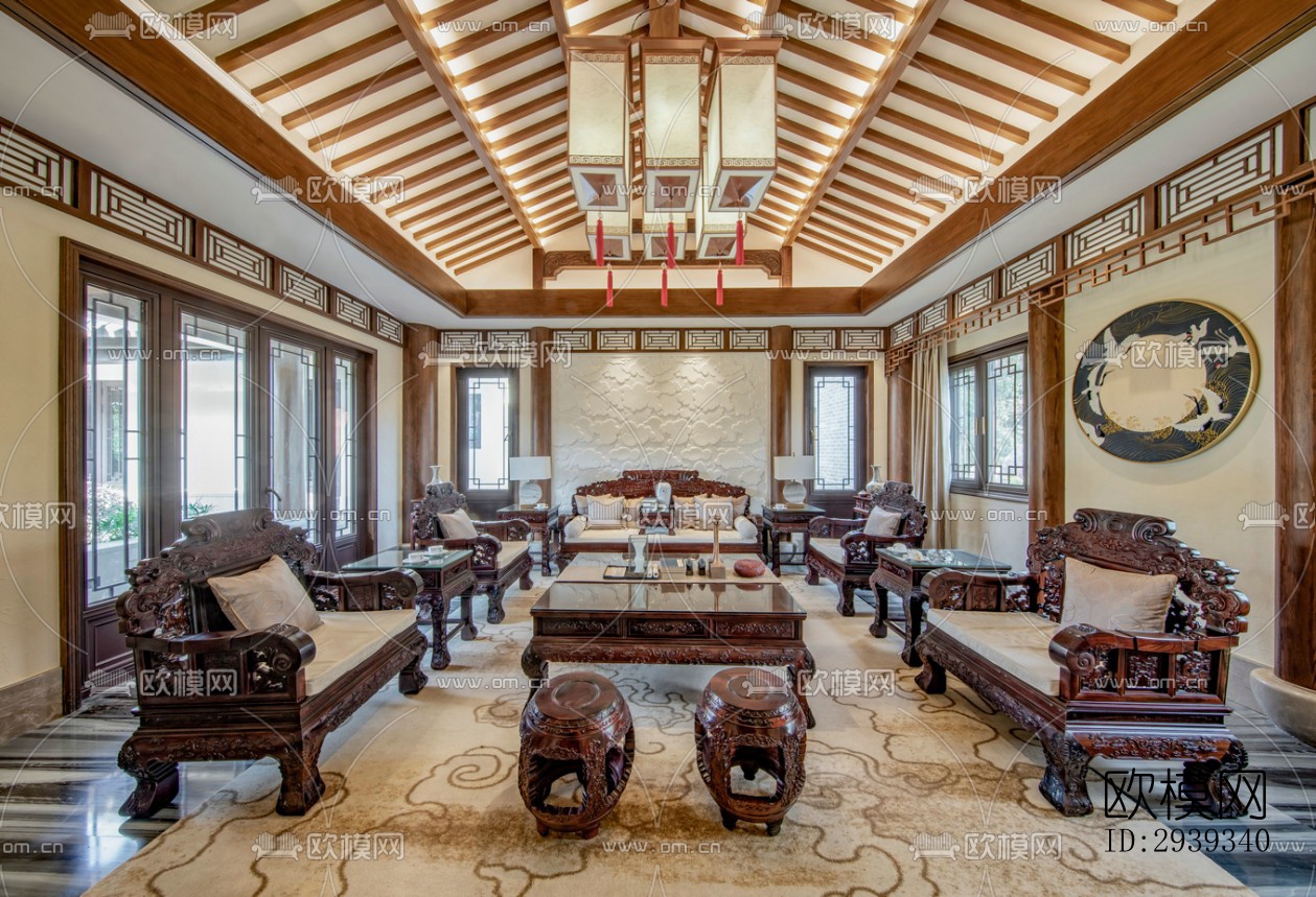 新中式酒店民宿效果图下载（渲染图11）