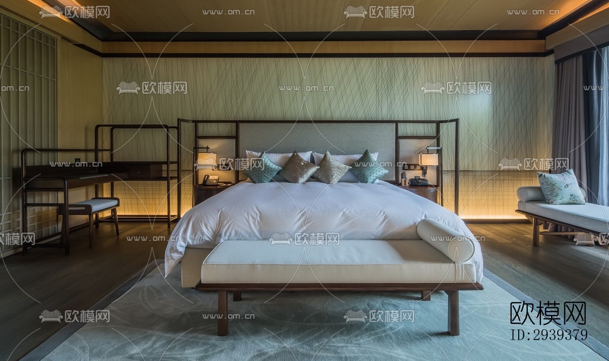 新中式酒店民宿效果图下载（渲染图11）