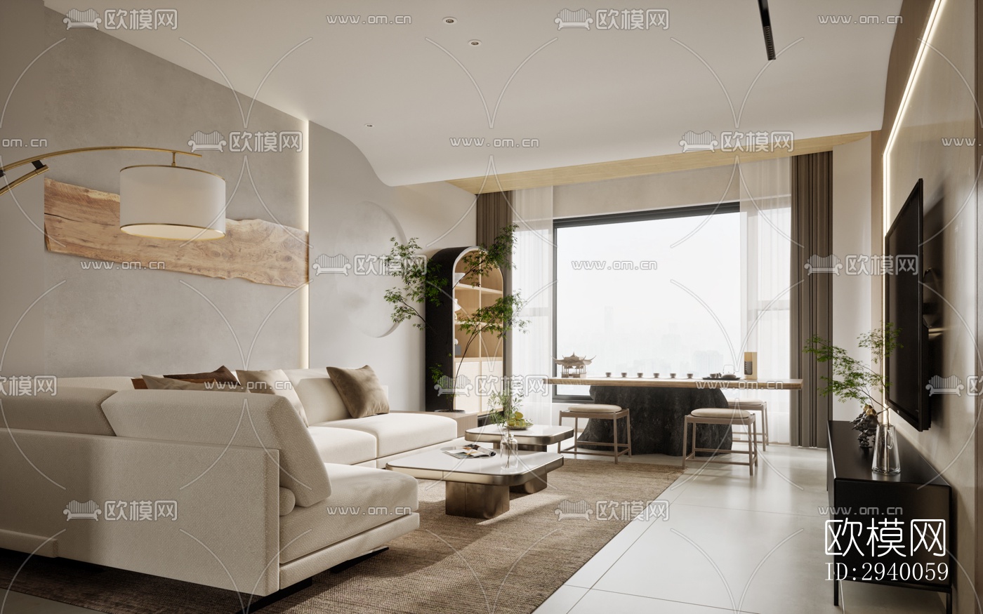 侘寂平层效果图下载（渲染图8）