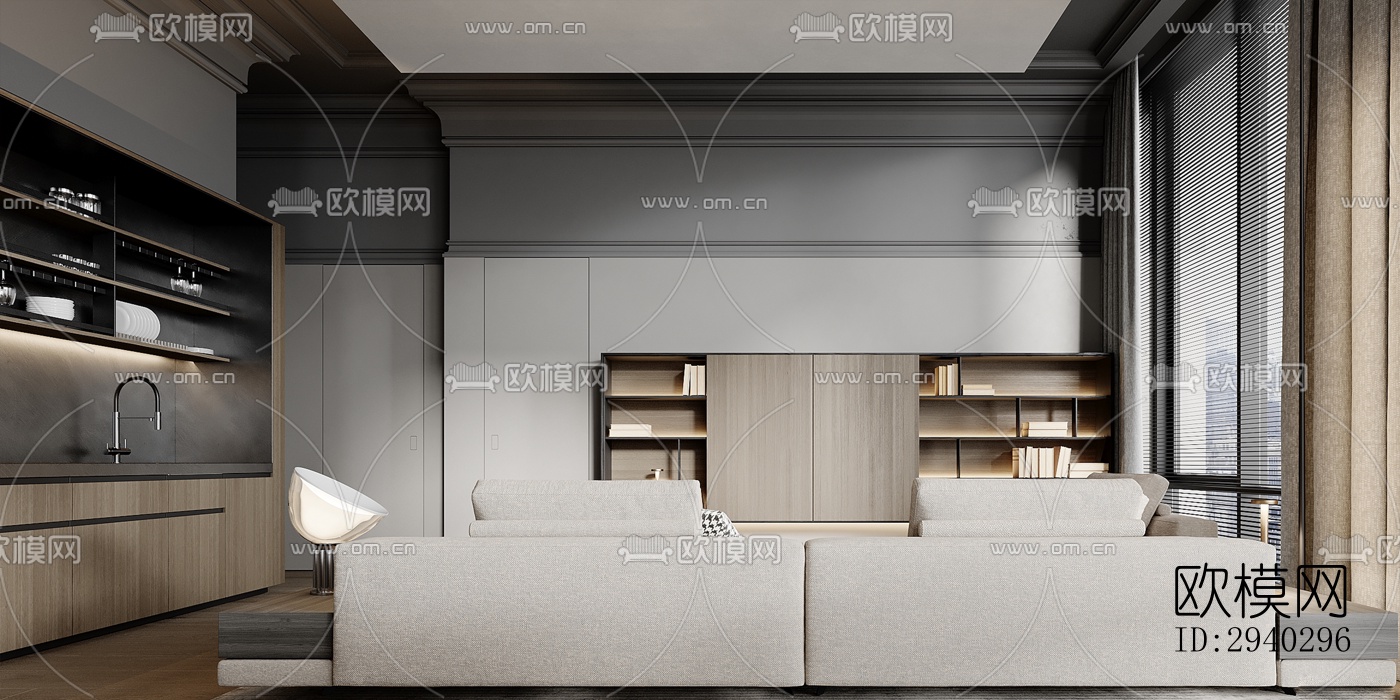 现代平层效果图下载（渲染图5）