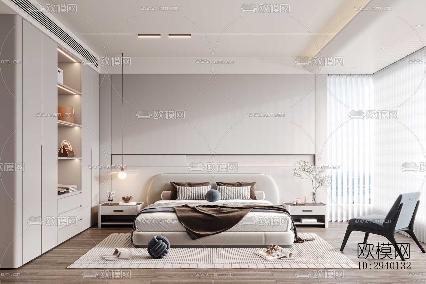 奶油风平层效果图下载（渲染图1）