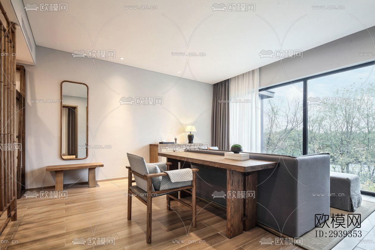 新中式酒店民宿效果图下载（渲染图15）