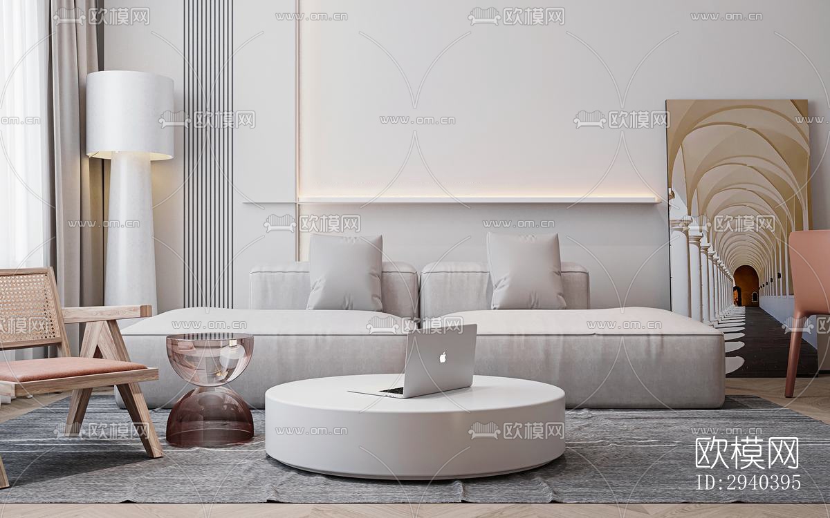 现代平层效果图下载（渲染图1）