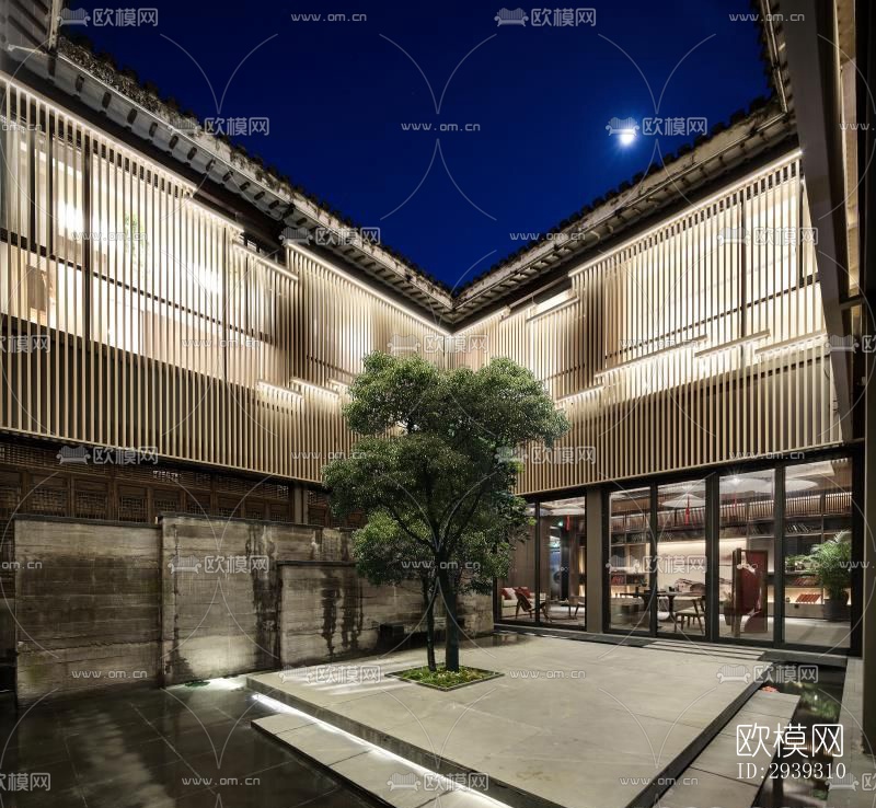 新中式酒店民宿效果图下载（渲染图13）